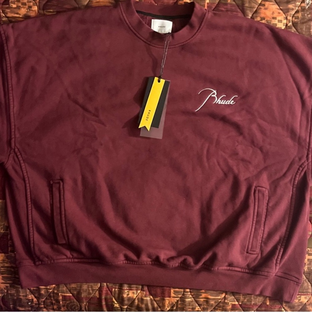 Rhude Men's Maroon Crewneck Sweater